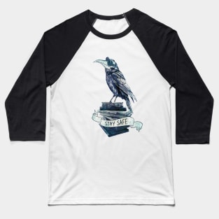 Crow Plague Doctor Say quote stay safe vintage blue style Baseball T-Shirt